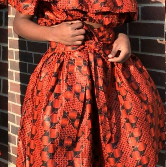 African print women 2pcs set of top and skirt - Picture 2 of 5